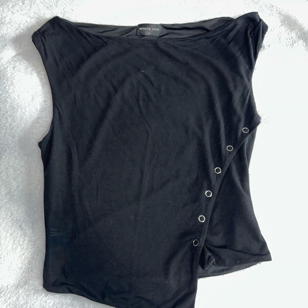 White Fox Boutique Black Asymmetrical Tank